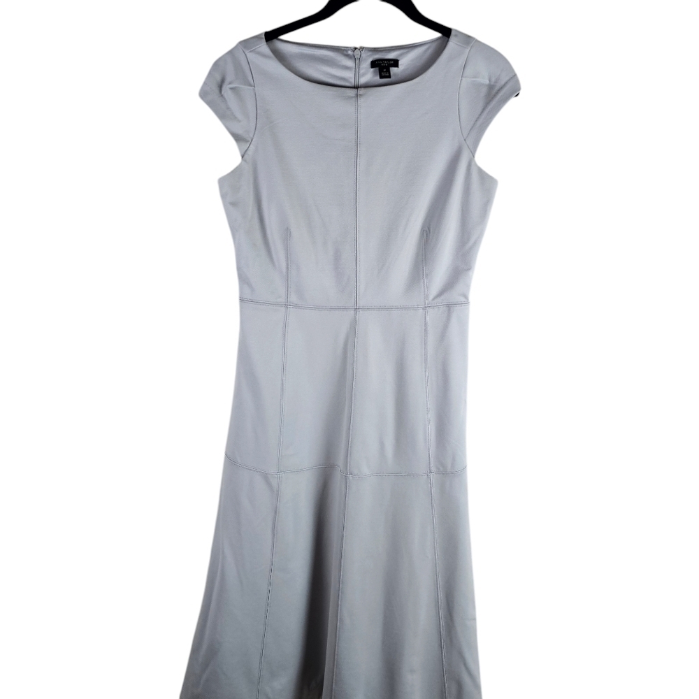 Ann Taylor Grey Seamed Flare Dress in 2P Spring/Summer Dress - Picture 3 of 9